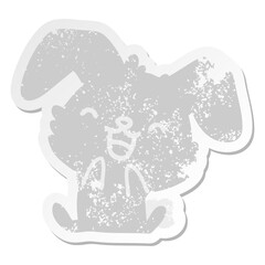 cartoon rabbit yawning grunge sticker