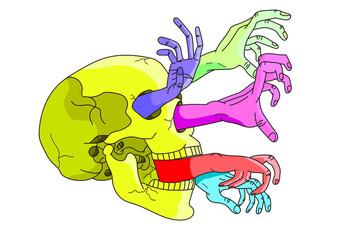 Head of the Skull pulls out a hand art