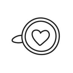 A mug of aromatic coffee heart for a good morning in the doodle style. The outline drawn by hand. Vector illustration, isolated elements on a white background.
