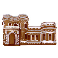 Hand drawn   gingerbread morozov house on the white background