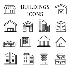 Vector real estate icons set or buildings icons collection
