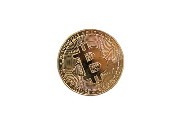 Bitcoin cryptocurrency isolated on white background.