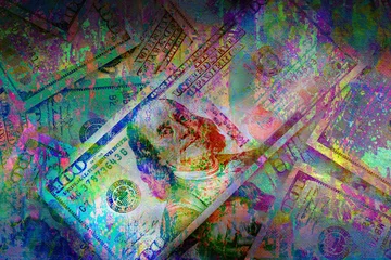 Keuken spatwand met foto money on a wall color art © reznik_val