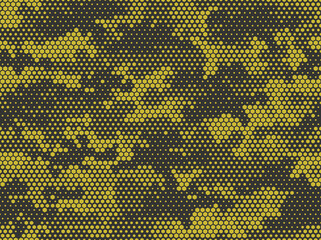 Camouflage seamless pattern. Abstract camo from hexagonal elements. Endless military texture. Print on fabric and textiles. Vector illustration.