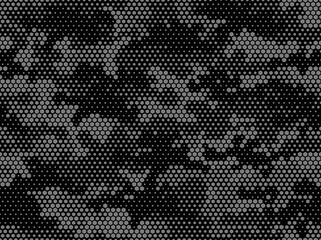 Camouflage seamless pattern. Abstract camo from hexagonal elements. Endless military texture. Print on fabric and textiles. Vector illustration.