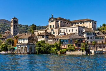 Monastery on San Giulio island on Lake Orta in Italy.
