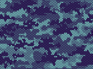 Camouflage seamless pattern. Abstract camo from hexagonal elements. Endless military texture. Print on fabric and textiles. Vector illustration.