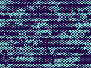 Camouflage seamless pattern. Abstract camo from hexagonal elements. Endless military texture. Print on fabric and textiles. Vector illustration.