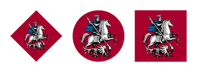 moscow flag icon set, isolated on white background