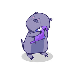 Cute otter cartoon vector illustration