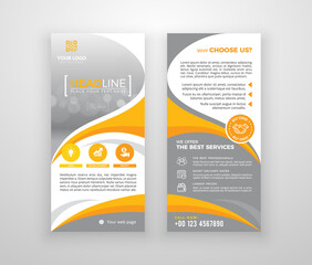 Double-sided DL flyer design. Brochure or flyer template. Layout with modern elements and photo space.