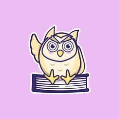 Cute owl cartoon vector illustration