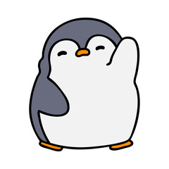 cute christmas penguin waving