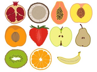 
fruits isolated on white background