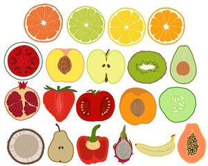 
fruits: apple, pear, orange, lemon, lime, watermelon, banana, peach, apricot, pomegranate