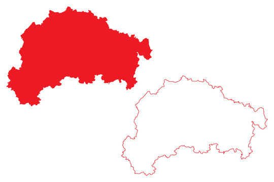Giessen region (Federal Republic of Germany, State of Hessen, Hesse, Hessia) map vector illustration, scribble sketch Giessen map