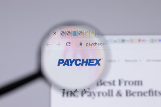 New York, USA - 26 April 2021: Paychex logo close-up on website page, Illustrative Editorial.