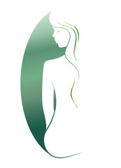 grüne Silhouette einer Frau