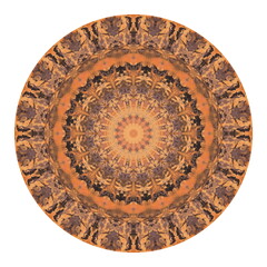 Naklejka premium Colorful round pattern - Ornamental acrylic monotype abstraction isolated on white background