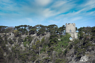 Fototapeta premium Black tower in Mödling Lower Austria landscape