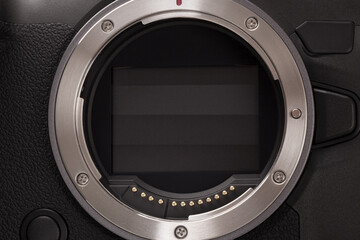 Mirrorless camera technology. Lens mount detail.