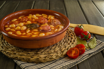 bean stew with chorizo and blood sausage