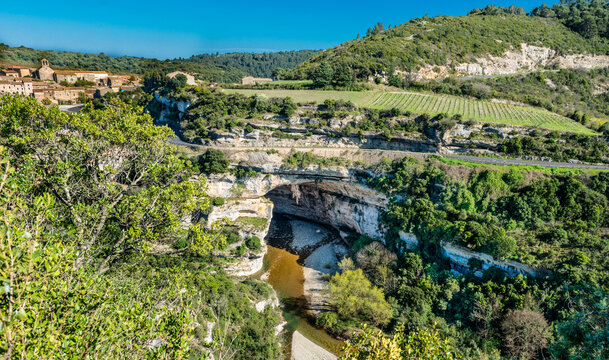 The beautiful city of Minerve in the department of H&eacute;rault with the river Cesse flowing through the centre of it.