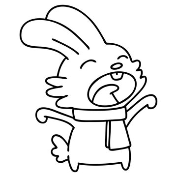 recommend clip art: rabbit with scarf yawning