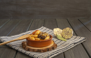 bean stew with chorizo and blood sausage