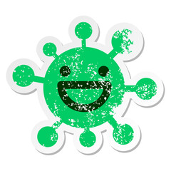 simple grinning virus distressed sticker