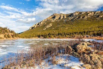 The Crags above Lily Lake Frozen Shore