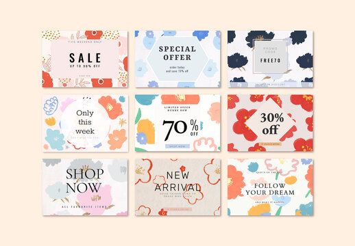 Sale Layout Collection with Floral Background