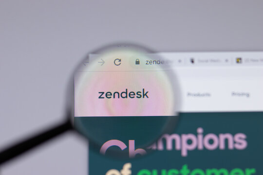 New York, USA - 26 April 2021: Zendesk logo close-up on website page, Illustrative Editorial.