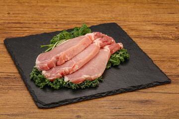 Raw pork steak for cooking