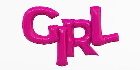3d render. Abstract pink girl alphabet isolated on white background.