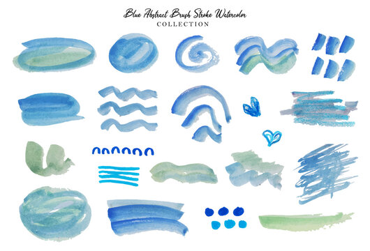 Blue Abstract Pattern Brush Stroke Watercolor