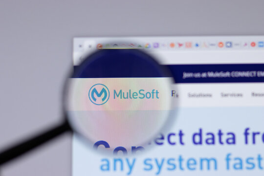 New York, USA - 26 April 2021: MuleSoft logo close-up on website page, Illustrative Editorial.