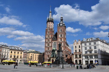 Fototapeta na wymiar Krakow, historic old town, main square, monuments, city in Poland,