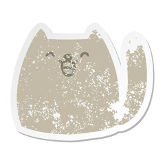 cute cartoon cat shape grunge sticker