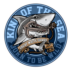 vector badge of great white shark with anchor illustration