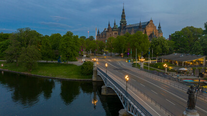 Famous park in the island Djurgarden a sunny spring morning in Stockholm. 2020-05-26