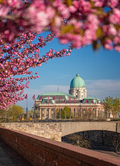 Amazing spring cityscape with Buda Castle Royal Palace in Buda Castle district