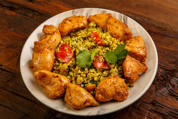 Food for suhoor in Ramadan bulgur fast with beef.