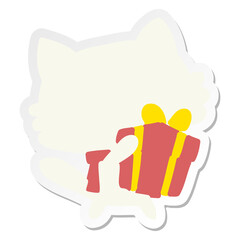 cat with present sticker