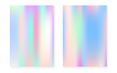 Pearlescent background with holographic gradient. Hologram cover set.