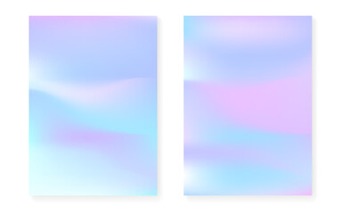 Fototapeta na wymiar Holographic cover set with hologram gradient background.