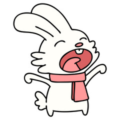 rabbit with scarf yawning