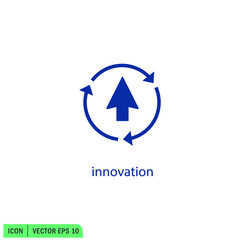 arrow up and circle arrow icon, innovation symbol