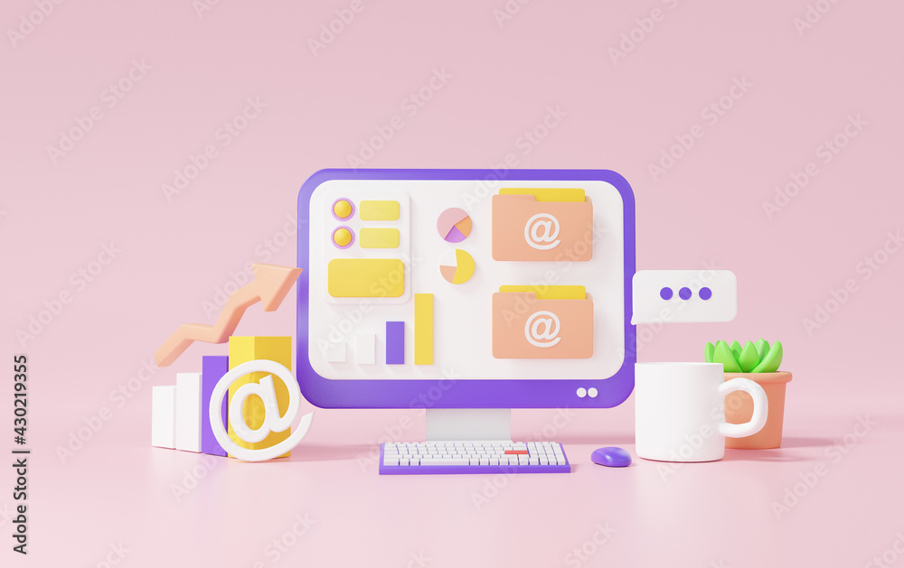 Poster digital communication document optimization web analytics email marketing concept with target minima
