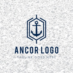 anchor logo and icon vector with texture mock up illustration design template